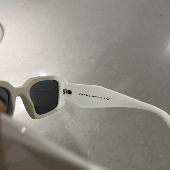 Scultoreo Narrow White & Dark Grey Prada Sunglasses - Picture 9 of 11